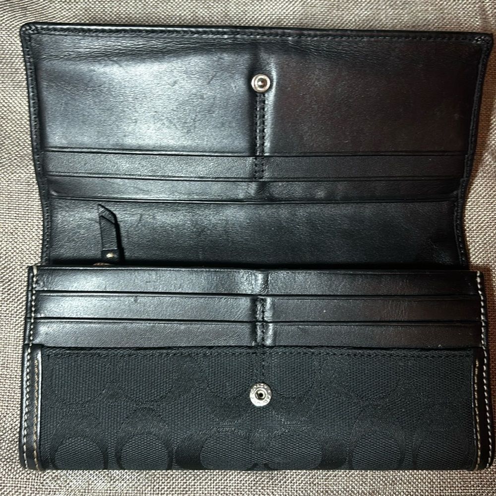 Coach Signature Jacquard & Leather Credit Card Wallet - Picture 5 of 11